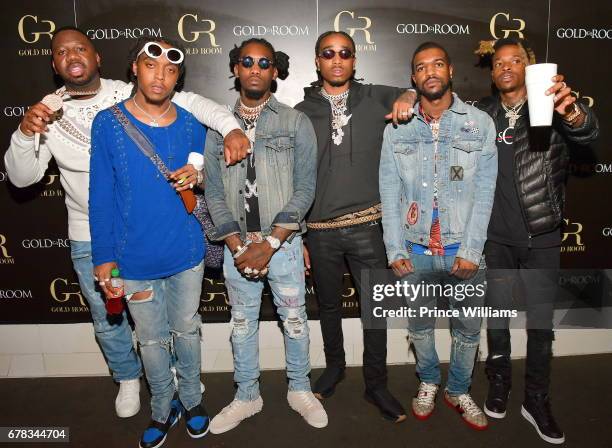 Pierre 'Pee' Thomas, Takeoff, Offset, Quavo and Mango Foo attend The Official Concert After Party Hosted By Chris Brown at Gold Room on May 3, 2017...