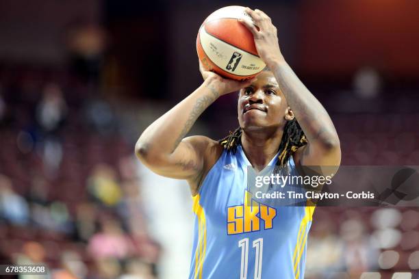 May 2: Amber Harris of the Chicago Sky in action during the Connecticut Sun Vs Chicago Sky, WNBA pre season game at Mohegan Sun Arena on May 2, 2017...