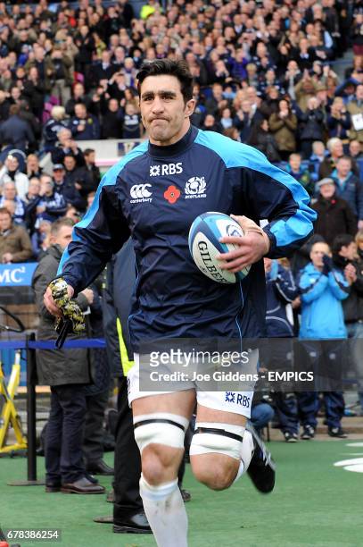 Scotland captain Kelly Brown leads out his team at Murrayfield