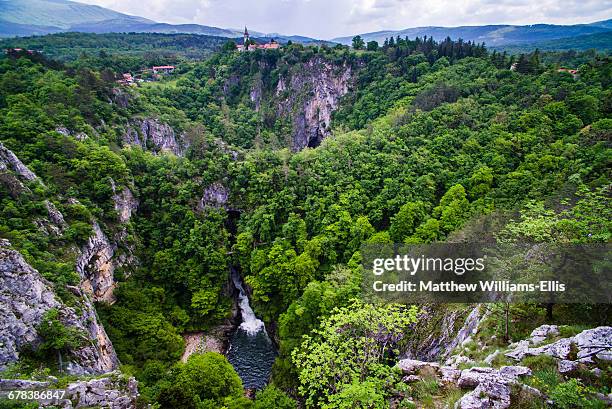 velika dolina (big valley), a town above the skocjan caves, in the karst region (kras region) of slovenia, europe - velika dolina stock pictures, royalty-free photos & images
