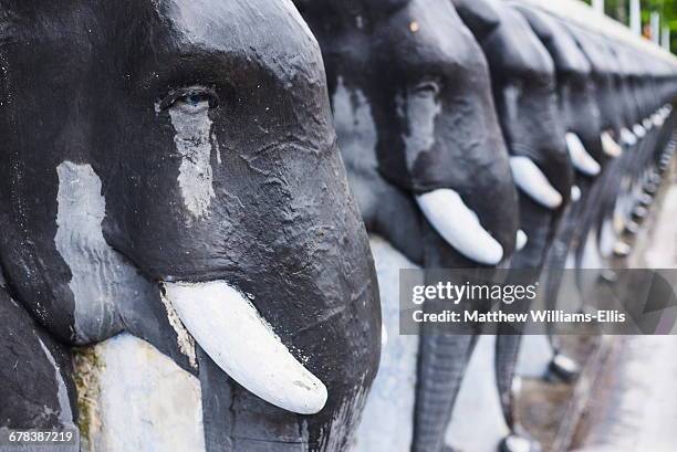 elephant statues at ruvanvelisaya dagoba in the mahavihara (the great monastery), anuradhapura, unesco world heritage site, sri lanka, asia - ruvanvelisaya dagoba stock pictures, royalty-free photos & images