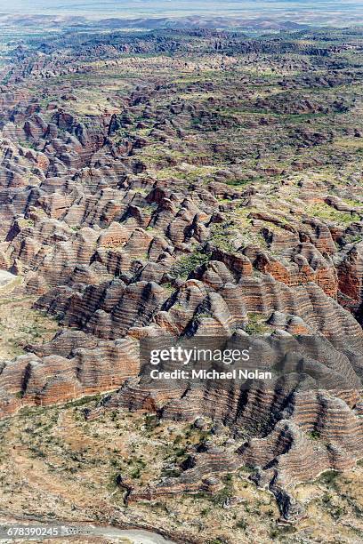 aerial view of the bungle bungle, purnululu national park, unesco world heritage site, kimberley, western australia, australia, pacific - bungle bungle range stock pictures, royalty-free photos & images