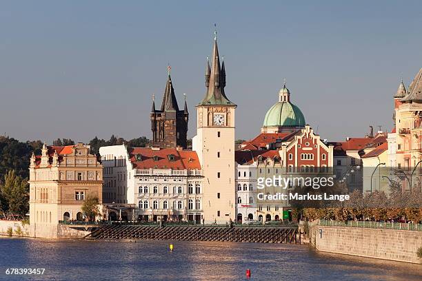 view over the river vltava to smetana museum, dome of st. francis church and old town bridge tower, old town (stare mesto), prague, bohemia, czech republic, europe - smetana museum stock pictures, royalty-free photos & images