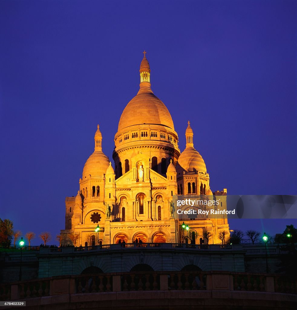 Sacre Coeur Basilica at Night, Paris, France