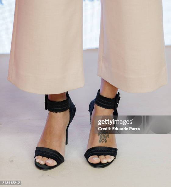 Actress Amaia Salamanca, shoes detail, attends the 'Women'secret summer campaign' photocall at Mr. Fox studio on May 4, 2017 in Madrid, Spain.