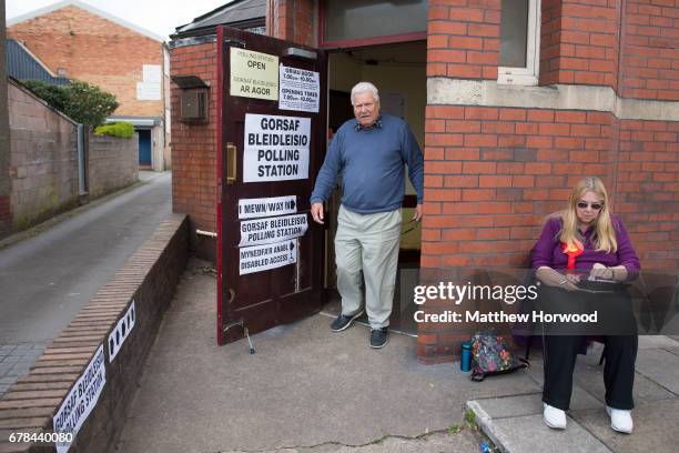 Voter leaves a polling station during the local council elections on May 4, 2017 in Birchgrove, Cardiff, Wales. A total of 4,851 council seats are up...