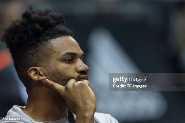 Evans Dwayne of Giessen 46ers looks on during the match between FC Bayern Muenchen and Giessen 46ers at Audi Dome on May 1, 2017 in Munich, Germany.