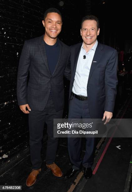 The Daily Show host Trevor Noah and Time Inc. President and CEO Rich Battista attend Time Inc. NewFront 2017 at Hammerstein Ballroom on May 4, 2017...