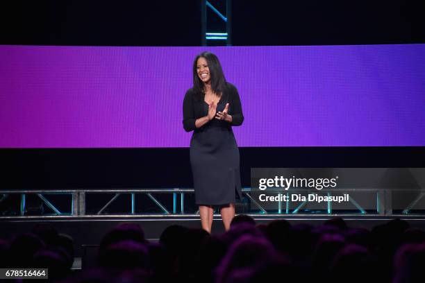 Essence Communications President Michelle Ebanks speaks onstage during Time Inc. NewFront 2017 at Hammerstein Ballroom on May 4, 2017 in New York...