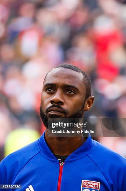 Nicolas Nkoulou of Lyon during the Uefa Europa League, semi final first leg match, between Ajax Amsterdam and Olympique Lyonnais at Amsterdam Arena...