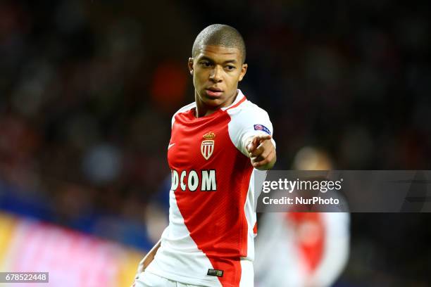 Kylian Mbappe of Monaco during the UEFA Champions League Semi Final first leg match between AS Monaco v Juventus at Stade Louis II on May 3, 2017 in...