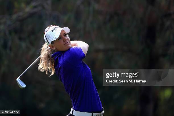 Amy Anderson of the United States tees off the third hole during the first round of the Citibanamex Lorena Ochoa Match Play Presented by Aeromexico...