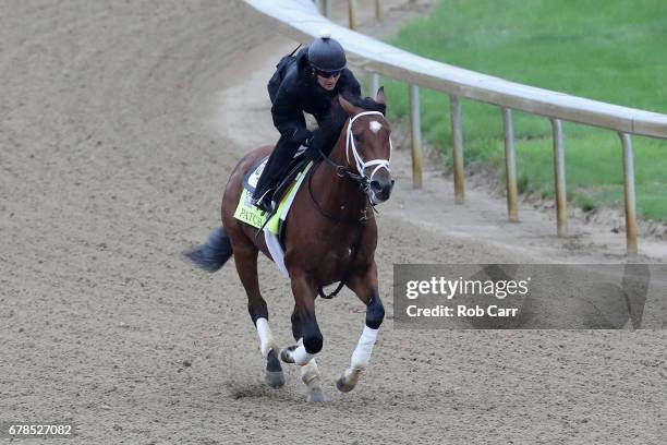 Patch trains on the track for the Kentucky Derby at Churchill Downs on May 4, 2017 in Louisville, Kentucky.