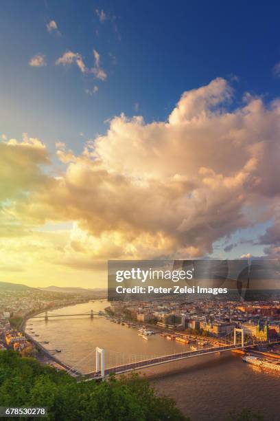 budapest cityscape with the danube river, hungary - danube river foto e immagini stock