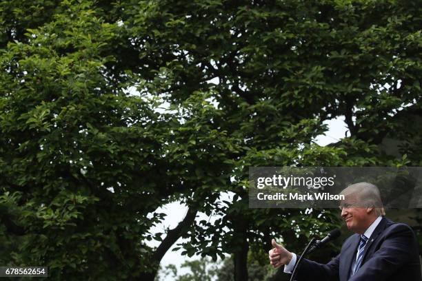 President Donald Trump speaks before signing an Executive Order on Promoting Free Speech and Religious Liberty, during a National Day of Prayer event...