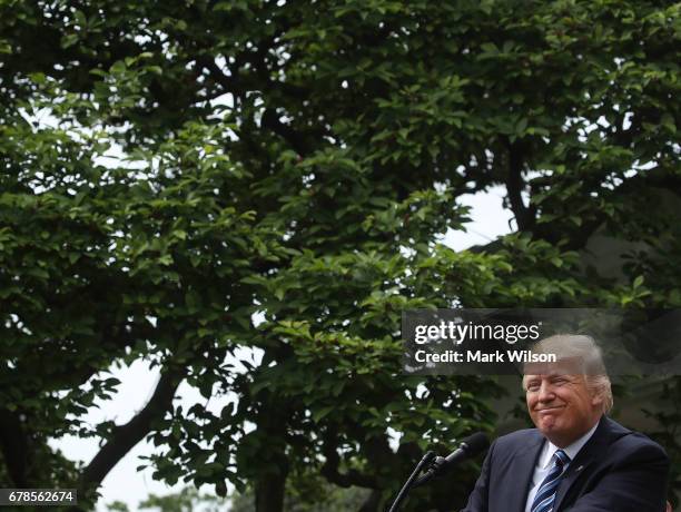 President Donald Trump speaks before signing an Executive Order on Promoting Free Speech and Religious Liberty, during a National Day of Prayer event...