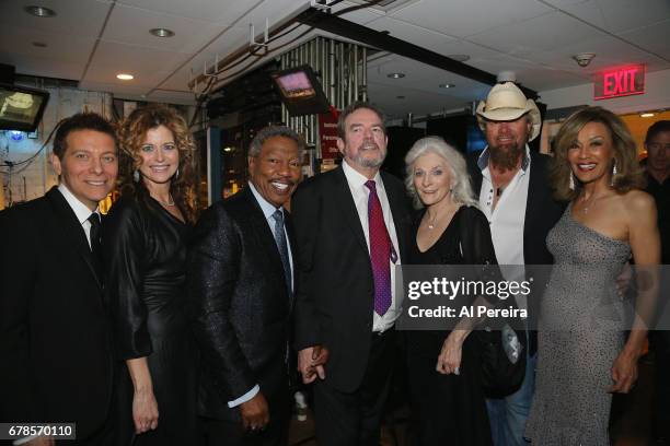 Michael Feinstein, Laura Webb, Billy Davis Jr, Jimmy Webb, Judy Collins, Toby Keith and Marilyn McCoo greet Jimmy Webb backstage after "City Winery...