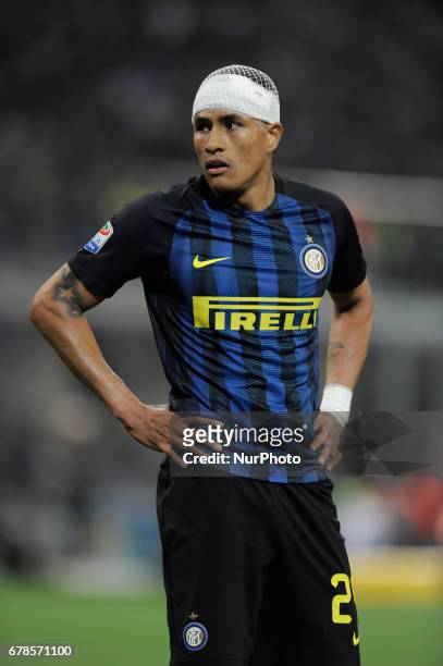 Jeison Murillo of Inter player during the Serie A match between FC Internazionale and SSC Napoli at Stadio Giuseppe Meazza on April 30, 2017 in...