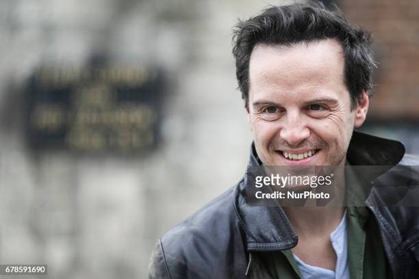 Irish actor Andrew Scott is photographed at the Main Square in Krakow, Poland on 3 May, 2017. Andrew Scott visits Krakow to present a film 'Handsome...