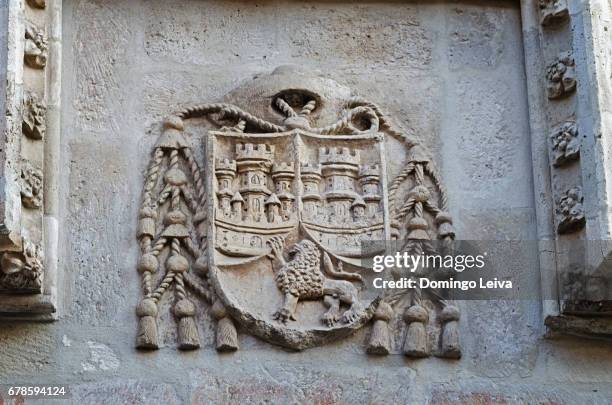 detail of the gothic façade of the cathedral of el burgo de osma - estilos de vida stock pictures, royalty-free photos & images
