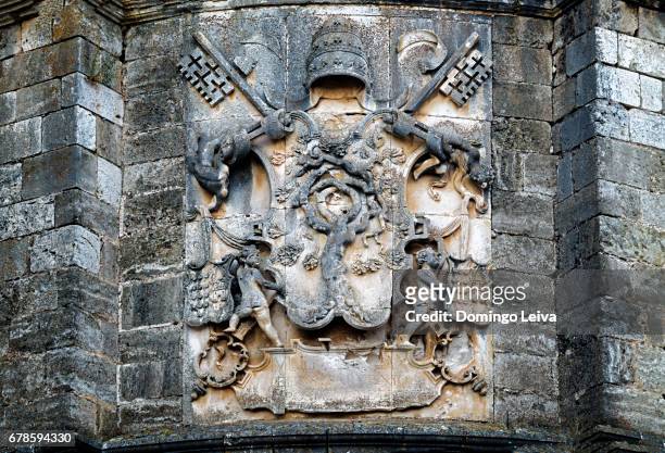 detail of the gothic façade of the cathedral of el burgo de osma - aire libre 個照片及圖片檔