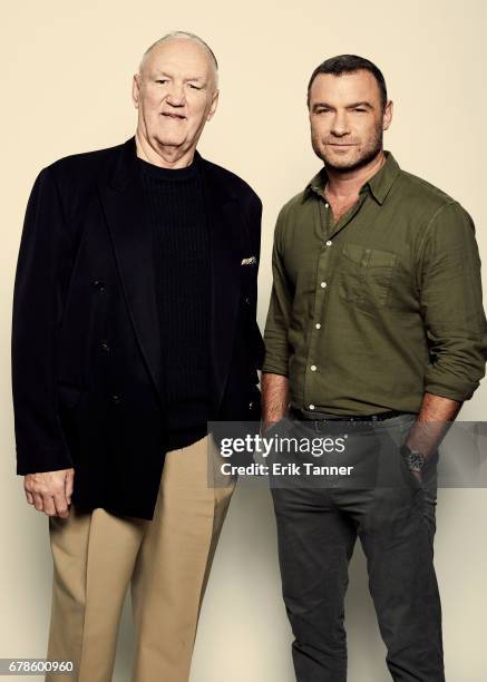 American former professional boxer Chuck Wepner and actor Liev Schreiber from 'Chuck' poses at the 2017 Tribeca Film Festival portrait studio on...