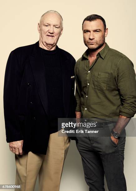 American former professional boxer Chuck Wepner and actor Liev Schreiber from 'Chuck' poses at the 2017 Tribeca Film Festival portrait studio on...