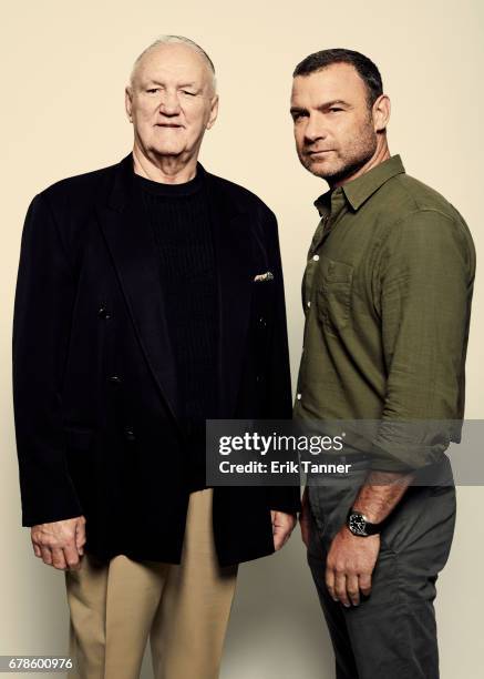 American former professional boxer Chuck Wepner and actor Liev Schreiber from 'Chuck' poses at the 2017 Tribeca Film Festival portrait studio on...