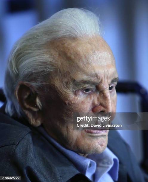 Actor Kirk Douglas attends the 25th anniversary celebration of the Anne Douglas Center at Los Angeles Mission on May 4, 2017 in Los Angeles,...