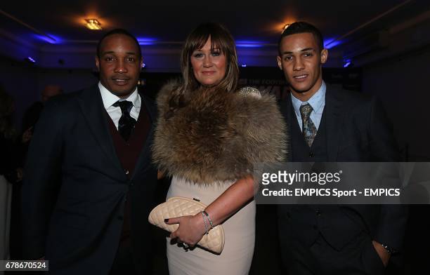 Blackpool Paul Ince , wife Claire and Tom Ince pose for photos prior to the Football League Awards