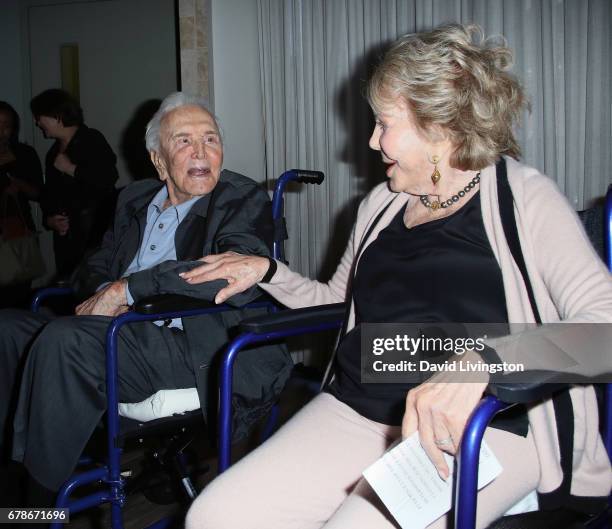 Actor Kirk Douglas and wife Anne Douglas attend the 25th anniversary celebration of the Anne Douglas Center at Los Angeles Mission on May 4, 2017 in...