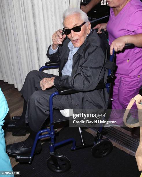 Actor Kirk Douglas attends the 25th anniversary celebration of the Anne Douglas Center at Los Angeles Mission on May 4, 2017 in Los Angeles,...