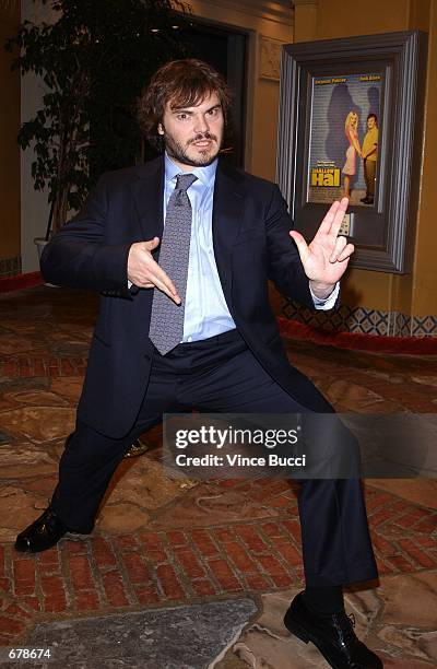 Actor Jack Black attends the premiere of the film "Shallow Hal" November 1, 2001 in Los Angeles, CA.