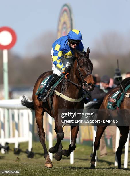 Auroras Encore ridden by jockey Ryan Mania on the way to victory the John Smith's Grand National Chase during Grand National Day at Aintree...