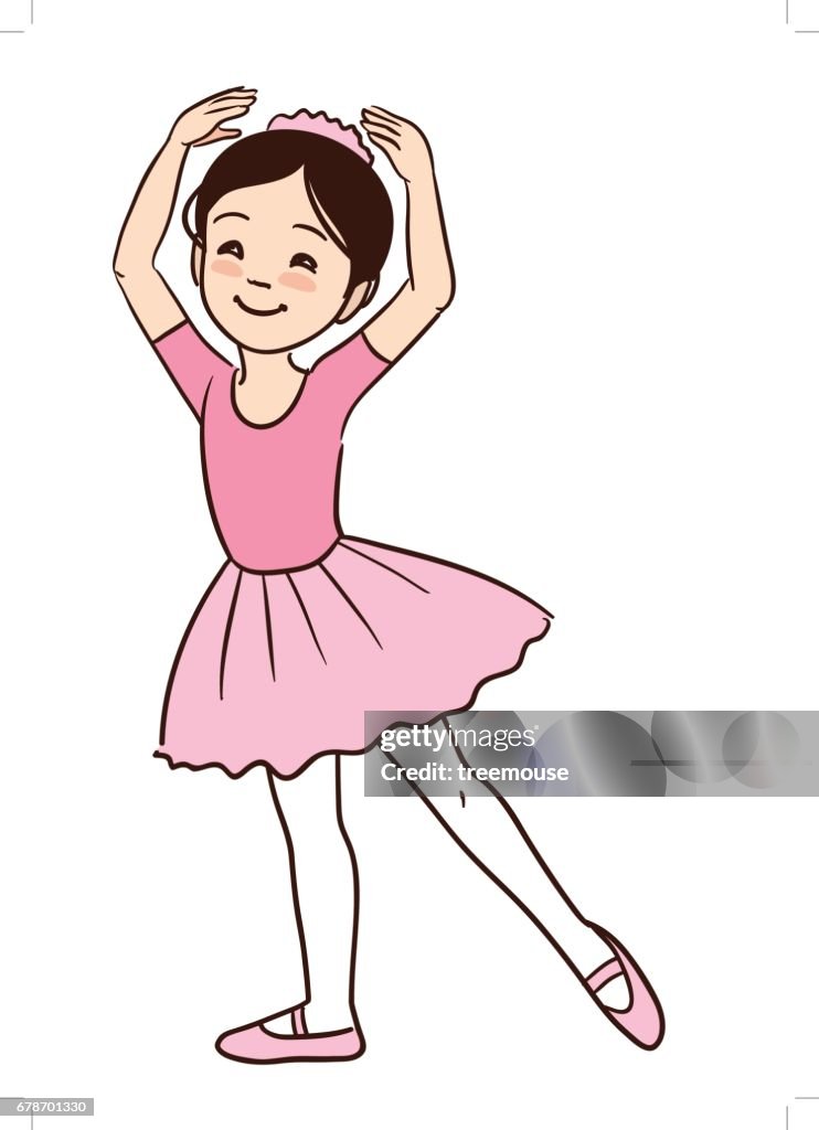Cute Dibujos Animados Niña Bailarina En Postura De Ballet Ilustración de  stock - Getty Images