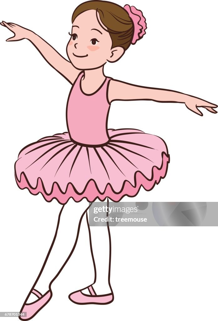 Cute Little Cartoon Ballerina Girl In Ballet Stance High-Res Vector Graphic  - Getty Images
