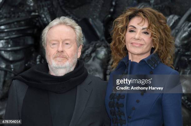Director Ridley Scott and Giannina Facio attend the World Premiere of "Alien: Covenant" at Odeon Leicester Square on May 4, 2017 in London, England.