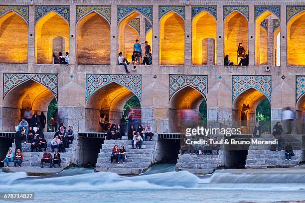 iran, isfahan, khaju bridge - isfahan stock pictures, royalty-free photos & images