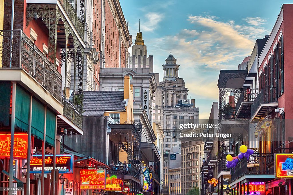 Late afternoon on Bourbon street,French Quarter