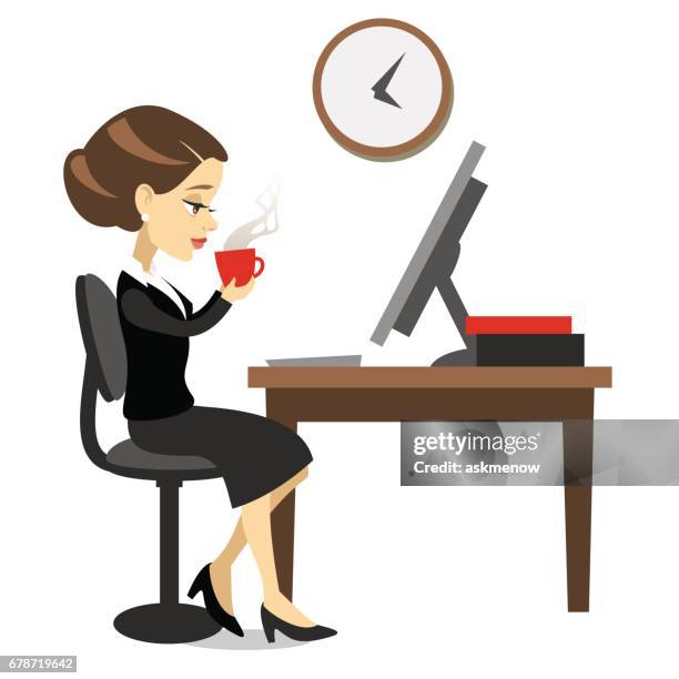 coffee break - drinking red cup stock illustrations