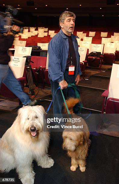 Executive producer Gary Smith and his pet dogs lead a media tour inside the Shubert Theatre as preparations continue for the 53rd Annual Primetime...