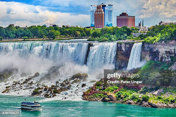 tourists on walking tour,niagara falls - niagara falls city new york state stock pictures, royalty-free photos & images