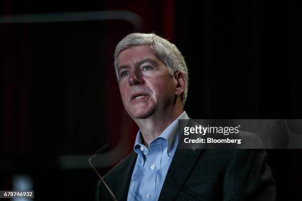 Rick Snyder, governor of Michigan, speaks during a grand opening ceremony at the expanded Toyota Motor North American Research & Development center...