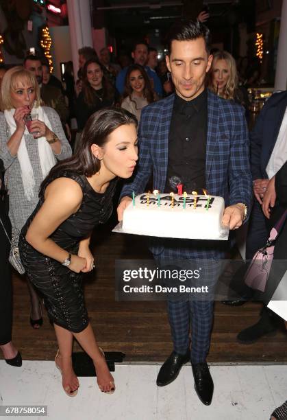 Lindsey Kane and Russell Kane attend Lash Unlimited's 1st birthday party at Lights Of Soho on May 4, 2017 in London, England.