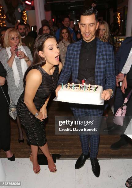 Lindsey Kane and Russell Kane attend Lash Unlimited's 1st birthday party at Lights Of Soho on May 4, 2017 in London, England.