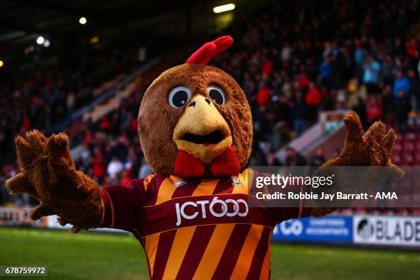 Billy Bantam mascot of Bradford City during the Sky Bet League One Playoff Semi Final First Leg match between Bradford City and Fleetwood Town at...