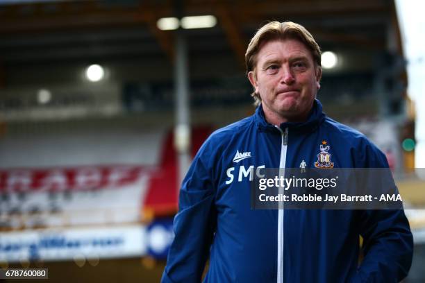 Stuart McCall manager / head coach of Bradford City during the Sky Bet League One Playoff Semi Final First Leg match between Bradford City and...