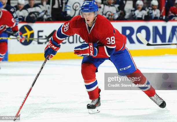 Drayson Bowman of the Montreal Canadiens plays in the game against the Winnipeg Jets at Bell Centre on November 11, 2014 in Montreal, Quebec, Canada.