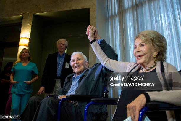 Actor Kirk Douglas, 100 years old, and wife Anne celebrate the 25th Anniversary of the Anne Douglas Center for Women, at the Los Angeles Mission on...