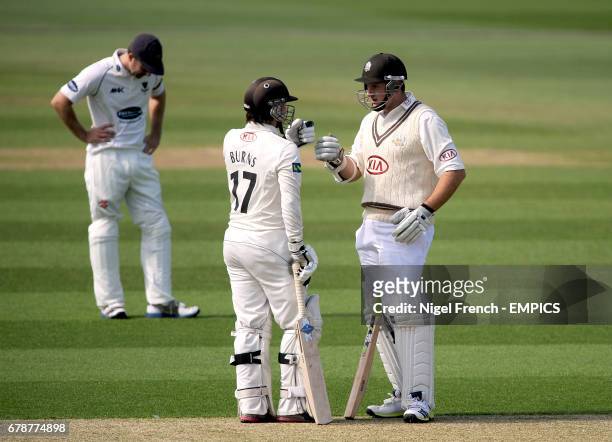 Surrey captain Graeme Smith with team-mate Rory Burns